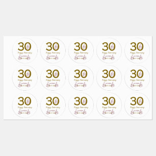 Gelukkig 30-jarig jubileum naam datum gouden rode labels