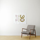 Gelukkig 30-jarig jubileum naam datum gouden rode  wandkleed (In Situ (horizontaal))