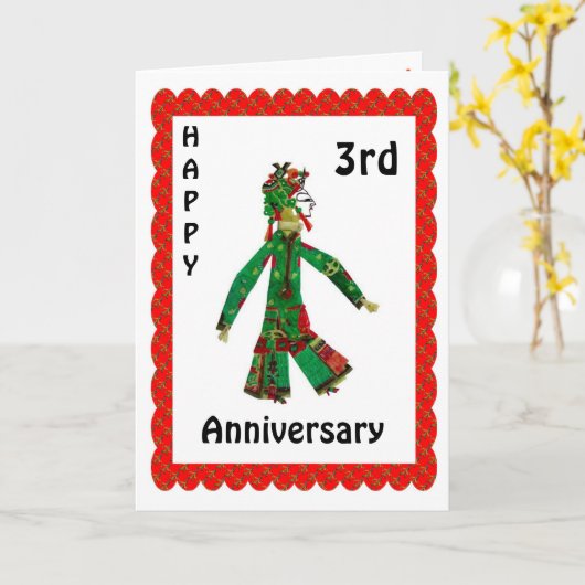 Gelukkig 3e jubileum kaart (Gele Bloem)