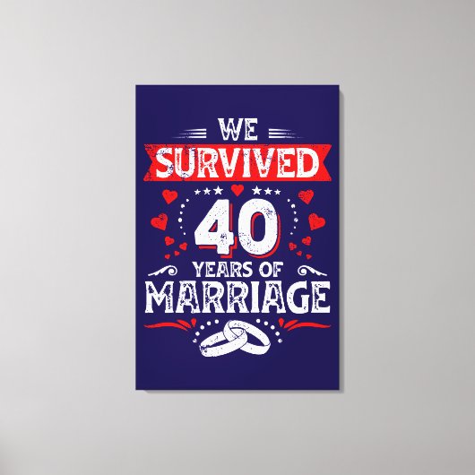 Gelukkig 40-jarig huwelijksjubileum trouwerij jubi canvas afdruk (Voorkant)