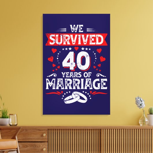 Gelukkig 40-jarig huwelijksjubileum trouwerij jubi canvas afdruk (Insitu (Woonkamer))