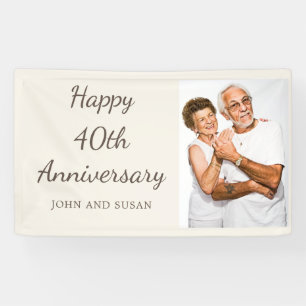 Gelukkig 40-jarig jubileum foto in crèmekleur spandoek