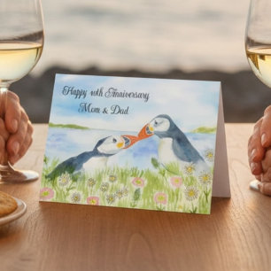 Gelukkig 40-jarig jubileum mama- en papa-papegaaid kaart