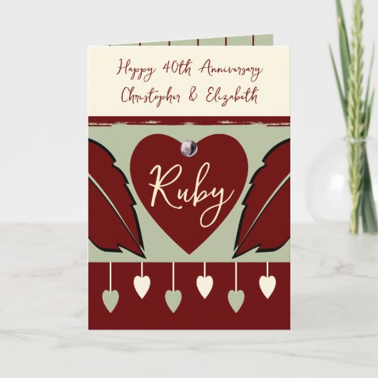 Gelukkig 40-jarig jubileum voeg namen toe bordeaux kaart (Voorkant)