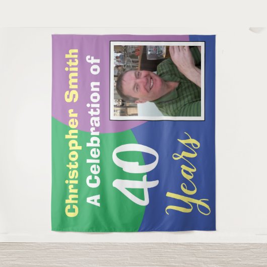 Gelukkig 40e verjaardagsfeest met foto wandkleed (Voorkant)