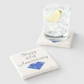 Gelukkig 45-jarig jubileum Sapphire Coaster Stenen Onderzetter (Zijkant)