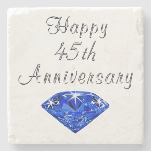 Gelukkig 45-jarig jubileum Sapphire Coaster Stenen Onderzetter (Voorkant)