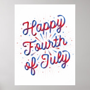 Gelukkig 4 juli (18x24) Rood/Blauw verloop Poster