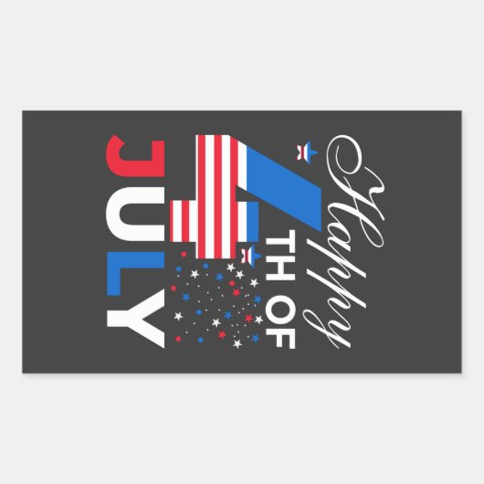 Gelukkig 4 juli-97958 rechthoekige sticker (Voorkant)