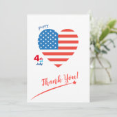 Gelukkig 4 juli Amerika Vlag Hart Patriottisch Bedankkaart (Staand voorkant)