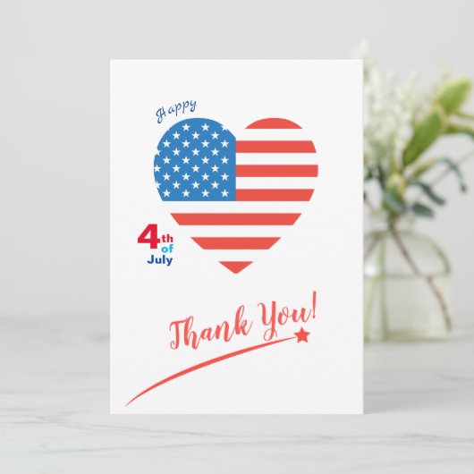 Gelukkig 4 juli Amerika Vlag Hart Patriottisch Bedankkaart (Staand voorkant)