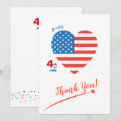 Gelukkig 4 juli Amerika Vlag Hart Patriottisch Bedankkaart (Voorkant / Achterkant)