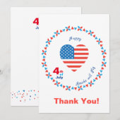 Gelukkig 4 juli Amerika Vlag Hart Patriottisch Bedankkaart (Voorkant / Achterkant)