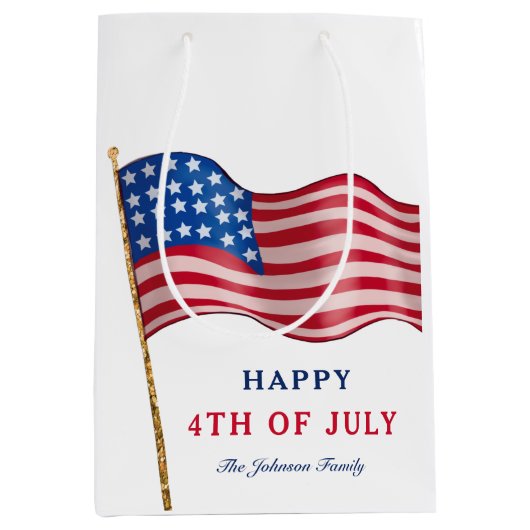 Gelukkig 4 juli Amerikaanse vlag Medium Cadeauzakje (Voorkant)