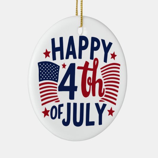 Gelukkig 4 juli Amerikaanse vlag Patriottisch Keramisch Ornament (Rechts)