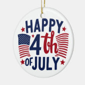 Gelukkig 4 juli Amerikaanse vlag Patriottisch Keramisch Ornament (Links)