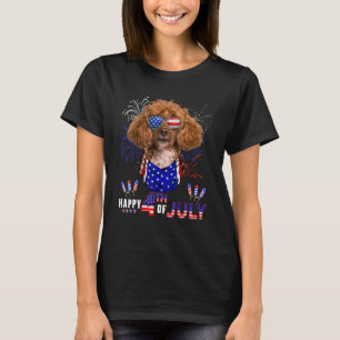Gelukkig 4 juli Amerikaanse vlag Poodle Hond Zonne T-shirt