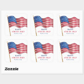 Gelukkig 4 juli Amerikaanse vlag Vierkante Sticker (Vel)