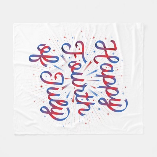 Gelukkig 4 juli Blanket (rood/blauw verloop) Fleece Deken (Voorkant (Horizontaal))