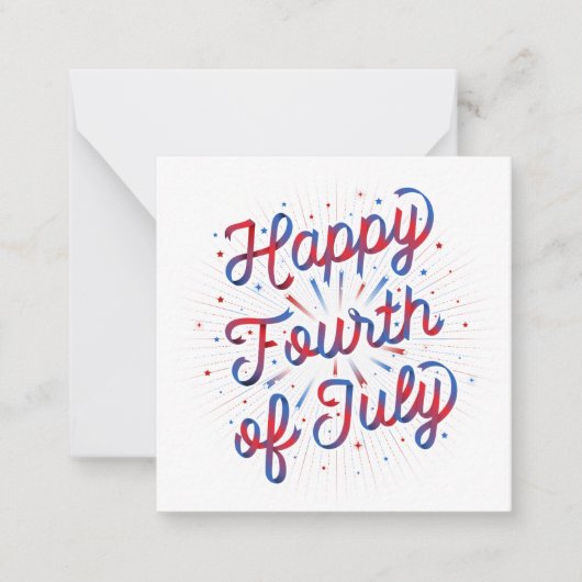 Gelukkig 4 juli briefkaart (Rood/Blauw) (Voorkant)