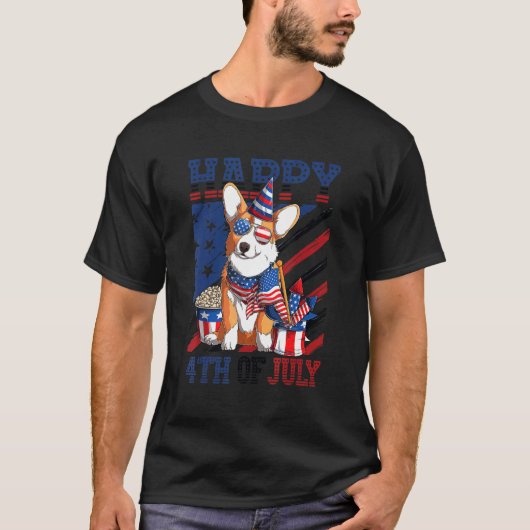Gelukkig 4 juli Corgi 1 T-shirt (Voorkant)