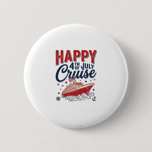 Gelukkig 4 juli Cruise Vintage Patriottische Shirt Ronde Button 5,7 Cm