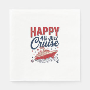 Gelukkig 4 juli Cruise Vintage Patriottische Shirt Servet