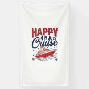 Gelukkig 4 juli Cruise Vintage Patriottische Shirt Spandoek