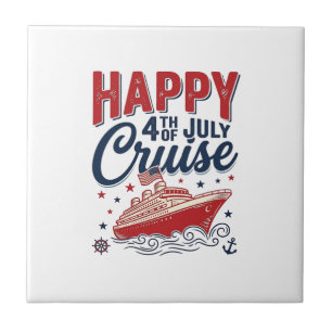 Gelukkig 4 juli Cruise Vintage Patriottische Shirt Tegeltje