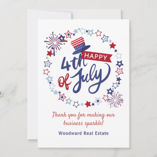 Gelukkig 4 juli | Dank u Business Budget Kaart (Voorkant)