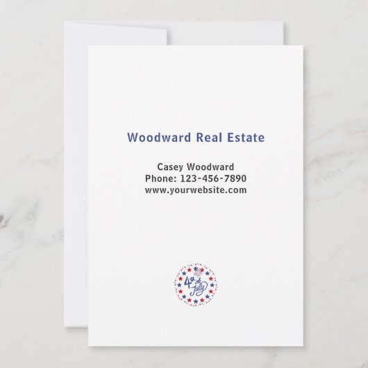 Gelukkig 4 juli | Dank u Business Budget Kaart (Achterkant)