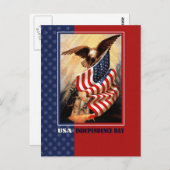 Gelukkig 4 juli. Eagle en Amerikaanse vlag Briefkaart (Voorkant / Achterkant)