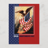 Gelukkig 4 juli. Eagle en Amerikaanse vlag Briefkaart (Voorkant)