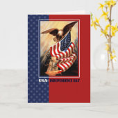 Gelukkig 4 juli.  Eagle en Amerikaanse vlag Kaart (Gele Bloem)