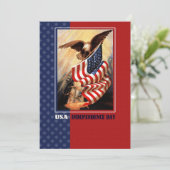Gelukkig 4 juli.  Eagle en USA Flag Kaart (Staand voorkant)