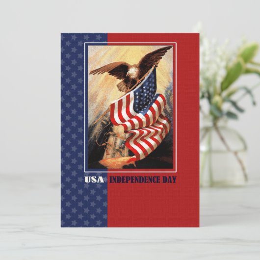 Gelukkig 4 juli.  Eagle en USA Flag Kaart (Staand voorkant)