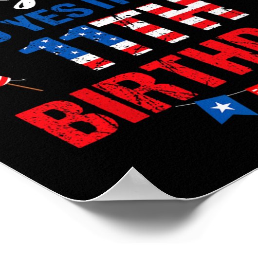 Gelukkig 4 juli en ja, het is mijn 11e verjaardag poster (Hoek)