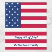 Gelukkig 4 juli | Gepersonaliseerde Amerikaanse vl Wijn Etiket (Enkel label)