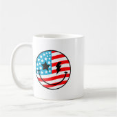 Gelukkig 4 juli Groovy Smile Face Rood Wit Blauw Koffiemok (Links)