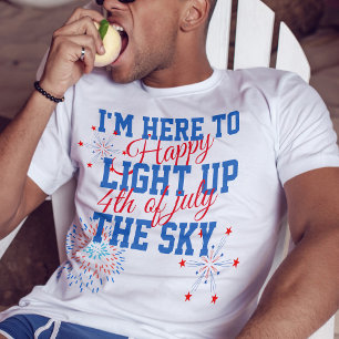Gelukkig 4 juli hier om de hemel te verlichten t-shirt