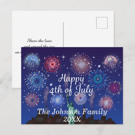 Gelukkig 4 juli in New York Briefkaart (Voorkant / Achterkant)