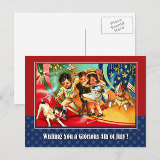 Gelukkig 4 juli.  Kinder Briefkaart