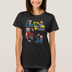 Gelukkig 4 juli kraan vrachtwagen bouw peuter t-shirt