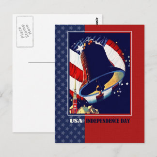 Gelukkig 4 juli.  Liberty Bell Patriottisch Briefkaart