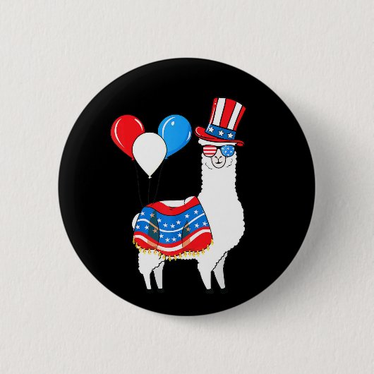 Gelukkig 4 juli Llama knop Ronde Button 5,7 Cm (Voorkant)