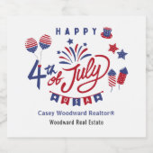 Gelukkig 4 juli | Makelaar Patriottische Viering Sparkling Wijnetiket (Enkel label)