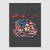 Gelukkig 4 juli, medisch, stethoscoop magnetische uitnodiging (Voorkant)