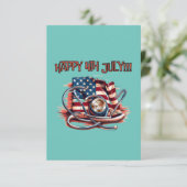 Gelukkig 4 juli, medisch, stethoscoop RSVP kaartje (Staand voorkant)