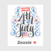 Gelukkig 4 juli met Amerikaanse vlag Sticker (Vel)