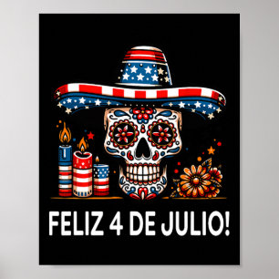 Gelukkig 4 Juli Mexicaanse Latina Trots Usa Vlag C Poster